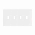 Eaton PJS4W Screwless wallplate, Screwless, White, Toggle Cutout, Polycarbonate, Four- gang, Mid-size