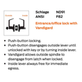 Schlage ND91 - Vandlgard Entrance/Office Lock - Grade 1 Cylindrical Keyed Lever Lock