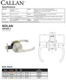 Callan Callan Nolan Grade 2 Entrance Leverset US15 Satin Nickel Finish G2KN5001