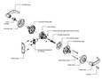 Schlage ND82 cylindrical lock exploded view – labeled components including outside lever, 6-pin cylinder, outside rose, lock chassis, reversible deadlatch, ANSI strike, inside rose, inside lever, and button