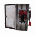 Eaton DH221NWK316 Custom single-throw fused safety switch, Corrosion resistant, enhanced visible blade, 30 A, NEMA 4X, Class H, neutral, Two-pole, Three-wire, 240 V, Max Hp: 1.5, 3 hp/3, 7.5 hp/5 hp (1,3PH @ Std fuse/time delay/250 Vdc), #14-#2 Cu/Al