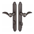 Emtek 1111 Multi Point Lock Trim (Door Config #1) - Sandcast Bronze Plates, Arched Style (1.5" x 11"), Keyed with American Cylinder Hub BELOW Handle
