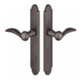 Emtek 1112 Multi Point Lock Trim (Door Config #1) - Sandcast Bronze Plates, Arched Style (1.5" x 11"), Non-Keyed Passage