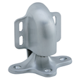 Ives FS40 automatic floor stop and holder, 626 Satin Chrome finish, front three-quarter view showing magnetic holder arm and tri-base floor strike