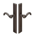 Emtek 1154 Multi Point Lock Trim (Door Config #1) - Sandcast Bronze Plates, Rectangular Style (1.5" x 11"), Non-Keyed Fixed Handle Outside, Operating Handle Inside (for Semi-Active Door)