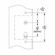Emtek 1171 multi point lock trim backplate dimension diagram showing 2-9/16" width, 7-9/16" height, and 3-5/8" (92mm) center-to-center hole spacing