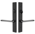 Emtek 12A1 Multi Point Lock Trim – Brass Modern Style, Door Configuration 2, Keyed with American Cylinder Above Handle, Flat Black (US19) finish – exterior and interior plate set, front view