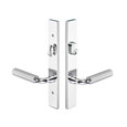 Emtek Multi Point Lock Trim Door Config 4 - Brass Plates Modern Style Keyed with American Cylinder Hub Above Handle in Polished Chrome (US26), front and back plate view