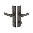 Emtek 1561 Multi Point Lock Trim (Door Config #5) - Sandcast Bronze Plates, Rectangular Style (2" x 10"), Keyed with Euro Cylinder Hub BELOW Handle