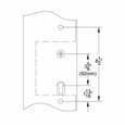 Emtek multi point lock trim plate diagram showing 92mm (3-5/8 inch) center-to-center Euro cylinder keyway below handle with dimensional callouts