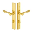 Emtek 16A1 Multi Point Lock Trim (Door Config #6) - Brass Plates, Modern Style (1-1/2" x 11"), Keyed with American Cylinder Hub Below Handle