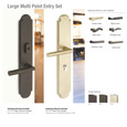 Emtek Emtek 1L1A51 Multi Point Lock Trim (Large Multi Point Entry Set) - Sandcast Bronze Plates, Arched Style (3" x 17.5"), Keyed with Euro Cylinder Hub BELOW Handle EMTEK-1L1A51