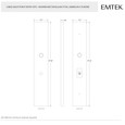 Emtek 1L1R11 Multi Point Lock Trim (Large Multi Point Entry Set) - Brass Plates, Modern Rectangular Style (2.5" x 17.5"), Keyed with American Cylinder Hub BELOW Handle