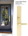 Emtek Emtek 1L1R14 Multi Point Lock Trim (Large Multi Point Entry Set) - Brass Plates, Modern Rectangular Style (2.5" x 17.5"), Non-Keyed Fixed Handle Outside, Operating Handle Inside (for Semi-Active Door) EMTEK-1L1R14