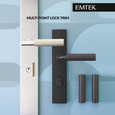 Emtek 1L1R21 Multi Point Lock Trim (Large Multi Point Entry Set) - Brass Plates, Modern Rectangular Style (2.5" x 17.5"), Keyed with American Cylinder Hub ABOVE Handle