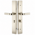 Emtek 1L1R51 Multi Point Lock Trim (Large Multi Point Entry Set), Brass Plates, Modern Rectangular Style (2.9" x 17.5"), Keyed with Euro Cylinder Hub BELOW Handle