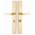 Emtek Emtek 1L1R51 Multi Point Lock Trim (Large Multi Point Entry Set) - Brass Plates, Modern Rectangular Style (2.9" x 17.5"), Keyed with Euro Cylinder Hub BELOW Handle EMTEK-1L1R51
