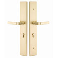 Emtek Emtek 1L1R54 Multi Point Lock Trim (Large Multi Point Entry Set) - Brass Plates, Modern Rectangular Style (2.9" x 17.5"), Non-Keyed Fixed Handle Outside, Operating Handle Inside (for Semi-Active Door) EMTEK-1L1R54