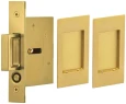 Omnia 7036/N Modern Rectangular Pocket Door Lock with Mortise Edge Pull - Passage Function