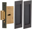 Omnia 7035/N Modern Rectangular Pocket Door Lock with Mortise Edge Pull - Passage Function, Solid Brass