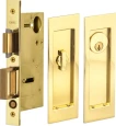 Omnia 7035/A Keyed Entry Pocket Door Lock with Modern Rectangular Trim and Solid Brass Construction