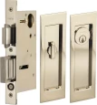 Omnia 7035/A Keyed Entry Pocket Door Lock with Modern Rectangular Trim and Solid Brass Construction