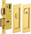 Omnia 7035/A Keyed Entry Pocket Door Lock with Modern Rectangular Trim and Solid Brass Construction