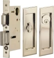 Omnia 7037/A Traditional Keyed Entry Pocket Door Lock with Rectangular Trim and Solid Brass Construction