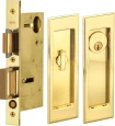 Omnia 7037/A Traditional Keyed Entry Pocket Door Lock with Rectangular Trim and Solid Brass Construction