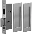 Omnia 7037/PD Traditional Pocket Door Lock Set with Rectangular Trim and Mortise Edge Pull, Pair Dummy Function