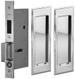 Omnia 7037/PD Traditional Pocket Door Lock Set with Rectangular Trim and Mortise Edge Pull, Pair Dummy Function