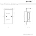 Emtek 2107 Modern Rectangular Pocket Door Lock 2-1/2" x 4-1/2" Passage - dimensioned line drawing, front and side view, not to scale