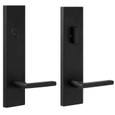 Weslock 6621 Addy Handleset with Atlas Lever in Matte Black — exterior and interior views, deadbolt keyed one side