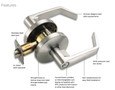 Falcon Falcon W301 - Bath/Bedroom Privacy Lock - Grade 2 Cylindrical Non-Keyed Lever Lock FAL-W301-NONKEYED