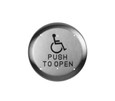 RCI RCI 950 Round Push Plate, Handicap Symbol, Push to Open, Momentary, Satin Stainless Steel 950HP