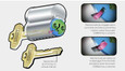 BEST CORMAX patented side-pin security diagram showing how the special slot at the key tip actuates the side pin to disengage the core body and sleeve, preventing unauthorized rotation