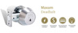 Medeco M3 Maxum Commercial Trim Single Cylinder 6-Pinned Deadbolt, DL Keyway, Classroom Function