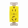 Eaton CR5792 corrosion resistant locking straight blade receptacle, #14-10 AWG, 15A, Industrial, 125V, Side wiring, Yellow, Corrosion resistant, L5-15, Two-pole, Three-wire, Thermoplastic