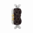 Eaton CR15B commercial specification grade duplex receptacle, #14-10 AWG, 15A, Commercial, Flush, 125V, Side wire, Brown, Brass, High-impact nylon, PVC, 5-15R, Duplex, Screw, PVC, Core pack