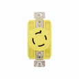 Eaton CRL1520R corrosion resistant locking receptacle, #14-10 AWG, 20A, Industrial, 250V, Back and side wiring, Yellow, Single, Corrosion resistant, L15-20, Three-pole, Four-wire, Thermoplastic