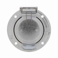 Eaton CS6376 locking flanged inlet with lid, #10-6 AWG, 50A, Industrial, 125/250V, Steel, Non-NEMA, Three-pole, Four-wire, Nylon, California standard