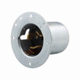 Eaton CS6377 Arrow Hart California standard locking flanged inlet, #10-6 AWG, 50A, Industrial, 125V, Steel, Non-NEMA, Two-pole, Three-wire, Nylon, California standard