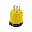 Eaton CRL530P corrosion resistant locking plug, #14-10 AWG, 30A, Industrial, 125V, Back wiring, Yellow, Safety grip, Corrosion resistant, L5-30, Two-pole, Three-wire, Thermoplastic, 0.38 to 1 in