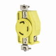 Eaton CRL530R corrosion resistant locking receptacle, #14-10 AWG, 30A, Industrial, 125V, Back and side wiring, Yellow, Single, Corrosion resistant, L5-30, Two-pole, Three-wire, Thermoplastic