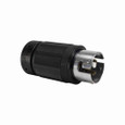 Eaton CS6365EXBK locking plug, #10-6 AWG, 50A, Industrial, 125/250V, Back wiring, Black, Non-NEMA, Three-pole, Four-wire, Nylon, 0.44 to 1.25 in, California standard