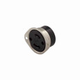 Eaton CWL115FO safety grip locking flanged outlet , #14-8 AWG, 15A, Industrial, 125V, Side wiring, Black, white, L1-15, Two-pole, Two-wire, Plated brass, -40° to 105°C