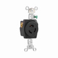 Eaton CWL715R safety grip locking receptacle, #14-8 AWG, 15A, Industrial, 277V, Back and side wiring, Black, Single, L7-15, Two-pole, Three-wire, Glass-filled nylon, -40° to 115°C