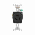 Eaton CWL715R safety grip locking receptacle, #14-8 AWG, 15A, Industrial, 277V, Back and side wiring, Black, Single, L7-15, Two-pole, Three-wire, Glass-filled nylon, -40° to 115°C