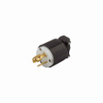 Eaton CWL515P-BU safety grip locking plug, Bulk pack, #16-12 AWG, 15A, Industrial, 125V, Back wiring, Black, white, Safety grip, L5-15, Two-pole, Three-wire, Nylon, 0.38 to 1 in, -40° to 60°C