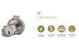 Medeco M3 5 Pin High Security Cabinet Locks, 7/8" Diameter, DL Keyway
